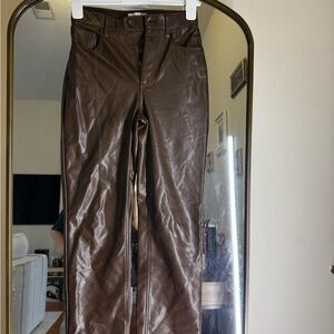 Abercrombie & Fitch Brown Leather Straight Leg Pants